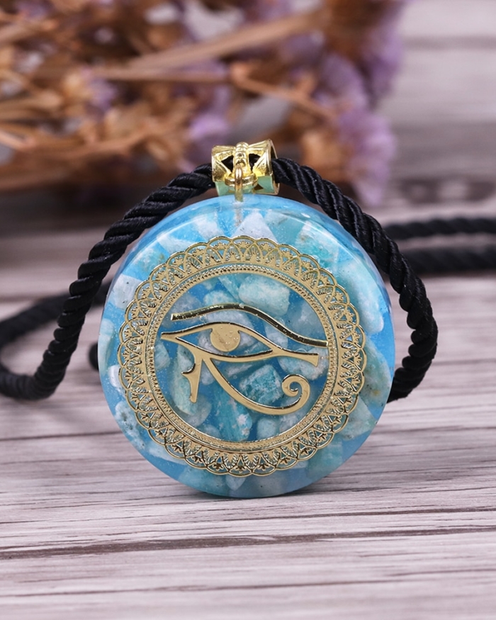 Orgonite Energy Pendant Orgone Amazon Stone Necklace Horus Eye All-Seeing Eyes Devil's Eye Necklace Amulet Magnetic Jewelry