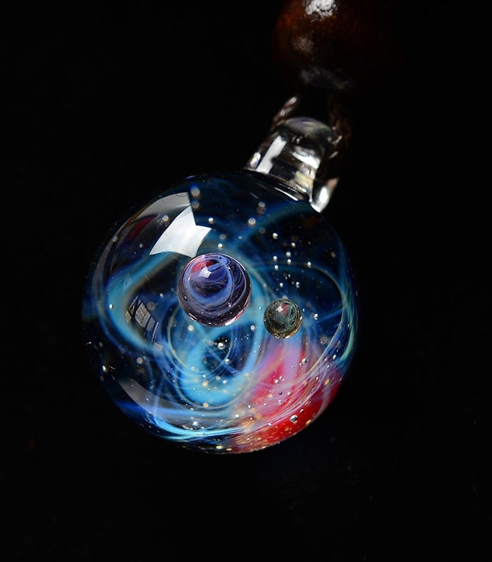 BOEYCJR Universe Glass Bead Planets Pendant Necklace Galaxy Rope Chain Solar System Design Necklace for Women Christams Gift