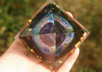 Orgonite Pyramid 60mm Amethyst Crystal Sphere With Obsidian Natural Cristal Stone Orgone Energy Healing Reiki Chakra Multiplier