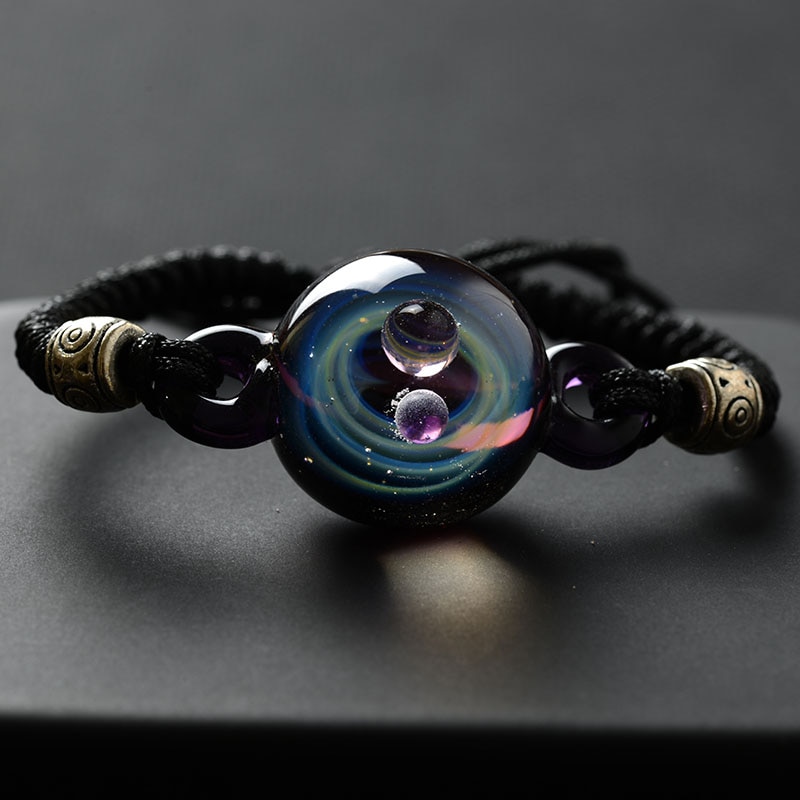 BOEYCJR Universe Planets Glass Bead Bangles & Bracelets Galaxy Fashion Jewelry Galaxy Solar System Bracelet For Women Christmas