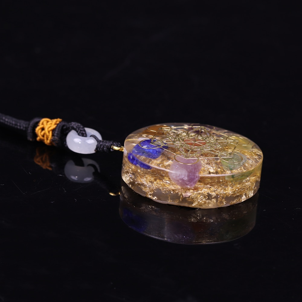 Orgone Pendant Rainbow Crystal Stones Chakra Reiki Healing Energy Generator EMF Radiation Protection Orgonite Necklace