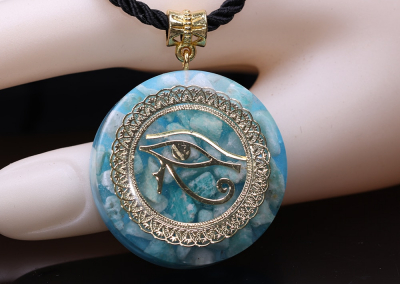 Orgonite Energy Pendant Orgone Amazon Stone Necklace Horus Eye All-Seeing Eyes Devil's Eye Necklace Amulet Magnetic Jewelry