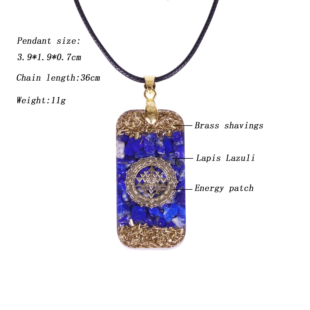 Orgonite Energy Pendant Natural Lapis Lazuli Reiki Energy Necklace Mysterious Resin Chakra Stone Growth Business Amulet
