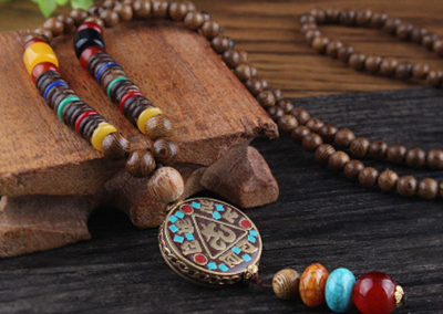 2020 New Vintage Nepal Long Buddhist Mala Wood Beaded Pendant & Necklace Ethnic Bohemian Boho Buddha Lucky Jewelry for Women Men