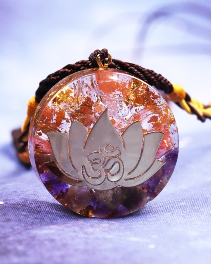 Amethystine Orgone Pendant Lotus Energy Orgonite Necklace Pink Crystal Healing Resin Jewelry Dropshipping