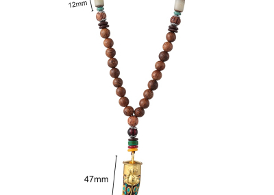 2020 New Ethnic Horn Fish Long Statement Necklace Handmade Nepal Buddhist Mala Wood Beads Pendant & Necklace Jewelry Women Men